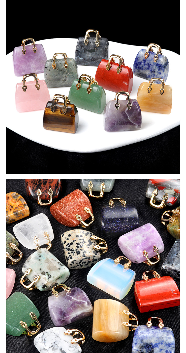 1710-天然水晶石头迷你手提包包紫水晶吊坠ins风粉晶装饰创意批发详情9