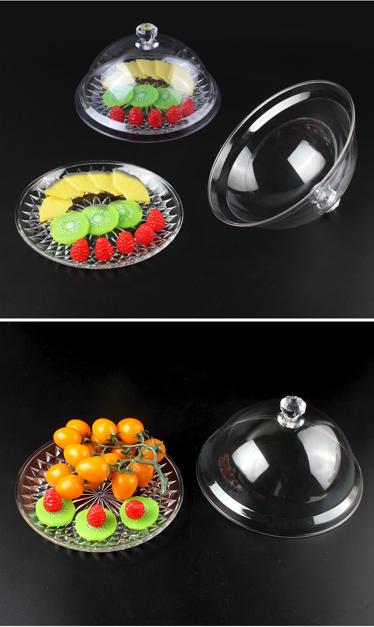 Transparent fruit plate with cover, transparent KTV and bar snack plate, plastic candy plate, creative commercial dust-proof vegetable cover, tavern snack storage tray, club guest snack storage plate, commercial snack dust-proof plating vessel pic 5