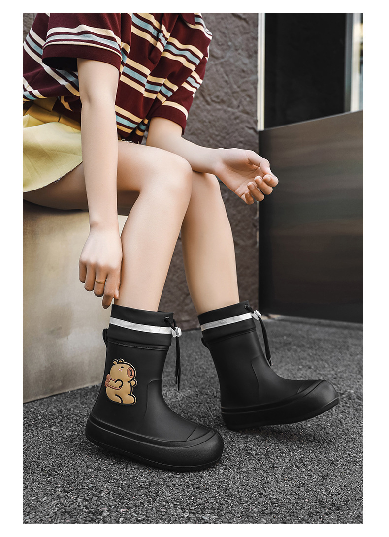 网红卡通时尚雨鞋女款外穿收口防水鞋防滑亲子雨靴女学生可爱胶鞋详情15