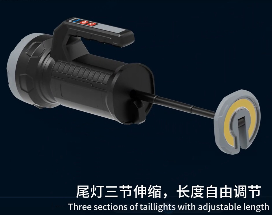 High-intensity portable light, retractable taillight, USB rechargeable lithium battery, outdoor lighting searchlight, portable flashlight pic 4