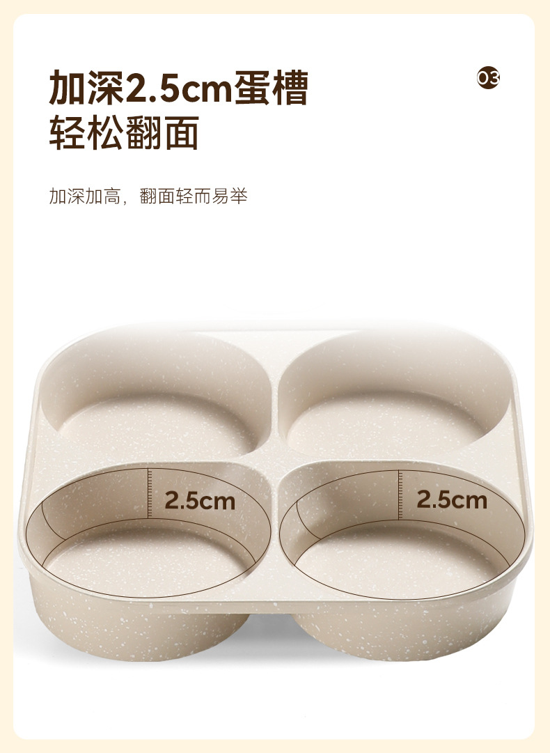 加深迷你家用麦饭石不粘早餐锅四孔煎蛋器煎蛋锅鸡蛋汉堡锅详情9