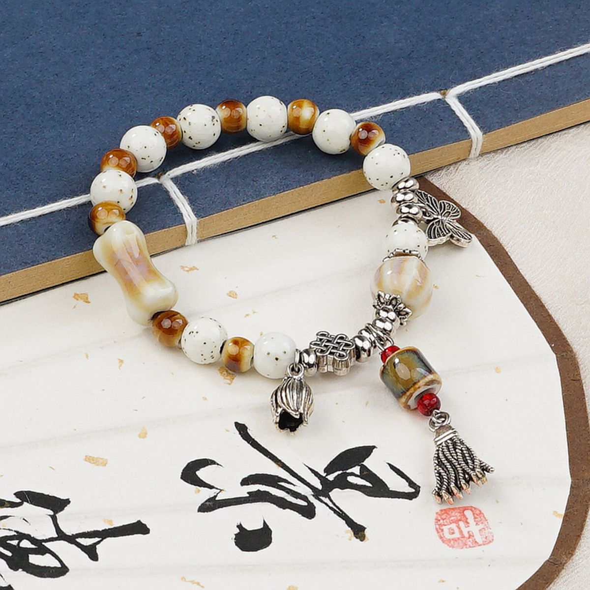 Wholesale Jingdezhen ceramic bracelets, ethnic style bracelets, fresh and cute student bracelets, fashionable handmade accessories, as gifts pic 2