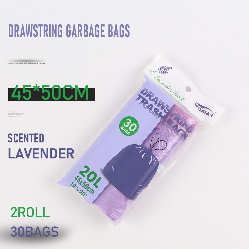 外贸香味加厚抽绳垃圾袋一次性连卷式垃圾袋2卷30pcs详情3