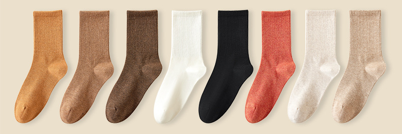 诸暨女士中筒棉袜 纯棉袜子春秋季休闲运动吸汗防臭抗菌透气女士棉袜秋季款详情13