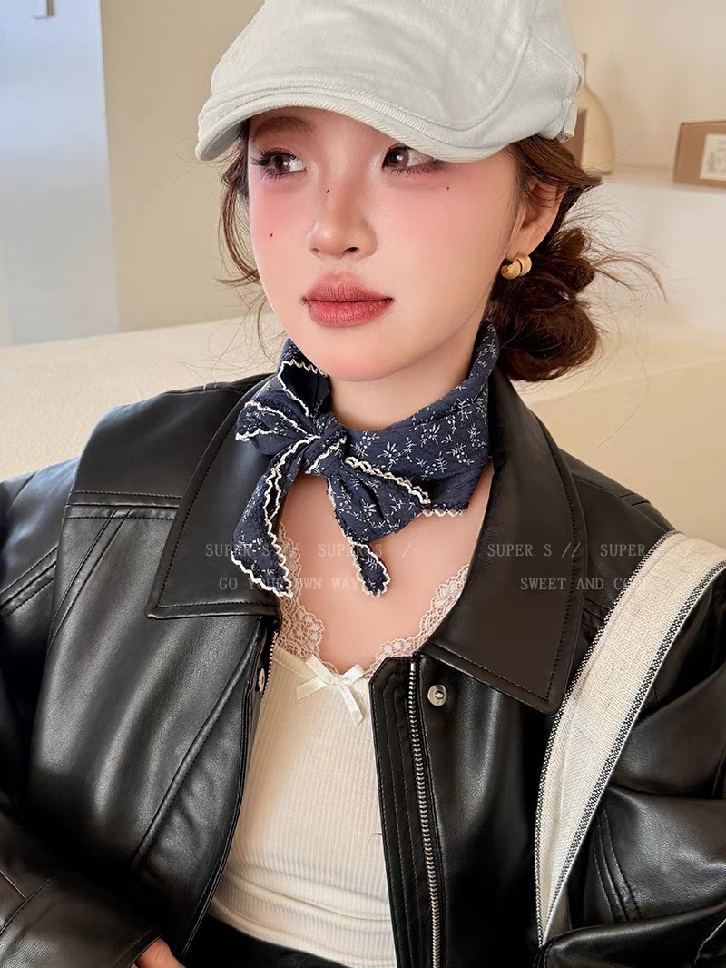 复古棉麻小碎花三角巾女春夏时尚文艺包头巾领巾气质系脖围巾配饰详情2