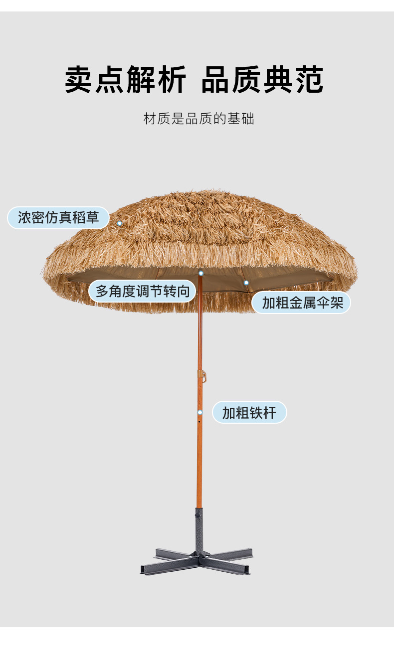 Outdoor sunshade straw umbrella, simulated straw sun protection beach umbrella, courtyard farmhouse tourism scenic area garden thatch umbrella pic 10