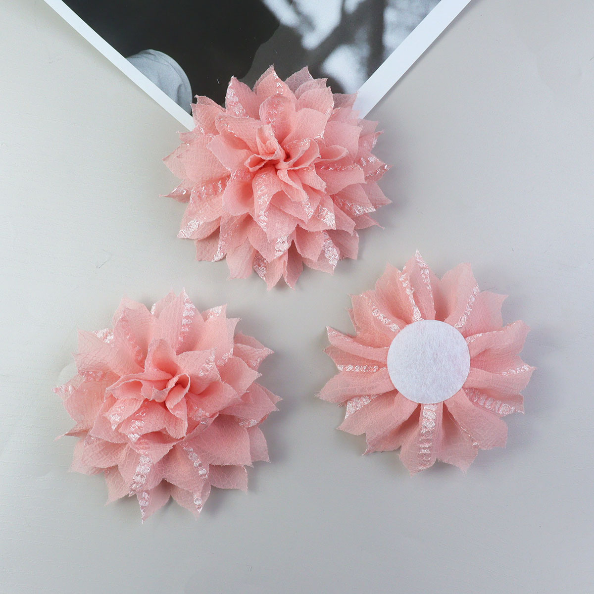 12CM压皱纹理小清新爪子花朵元素服装辅料鞋花配件钥匙扣配饰饰品详情8