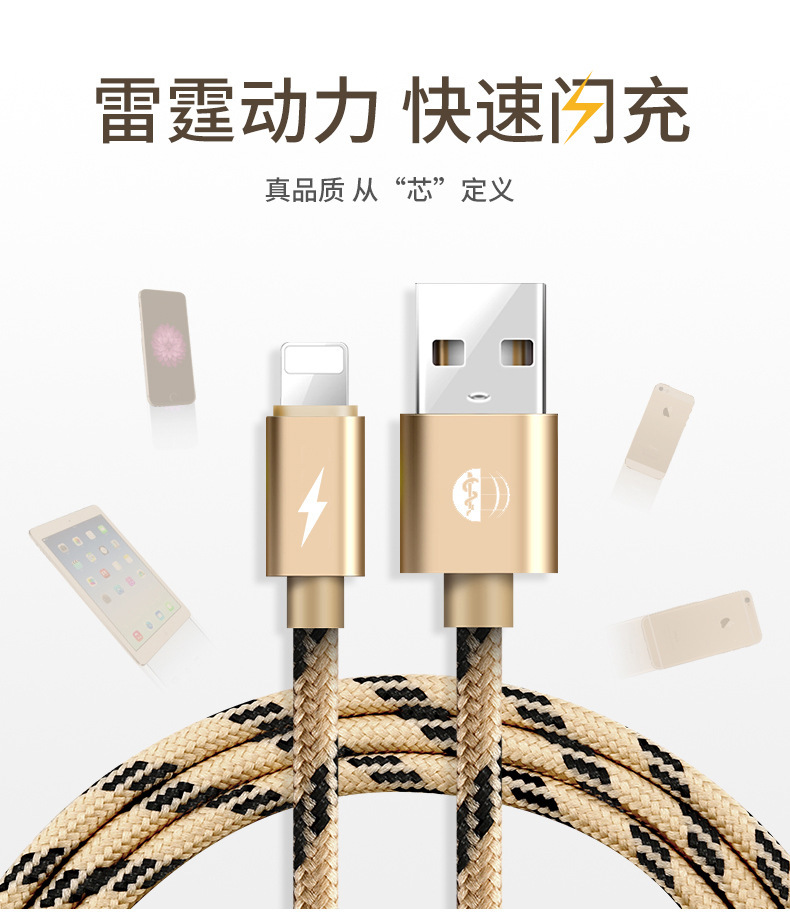 Paquete de código postal tejido Type-c cable de datos 2m / 3m extensión super quick charge extension cable para huawei apple pic 7