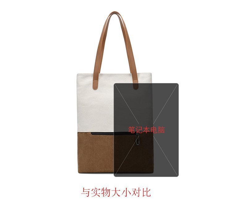 新款撞色复古帆布包简约女休闲包大容量单肩斜跨包时尚潮流手提包详情4
