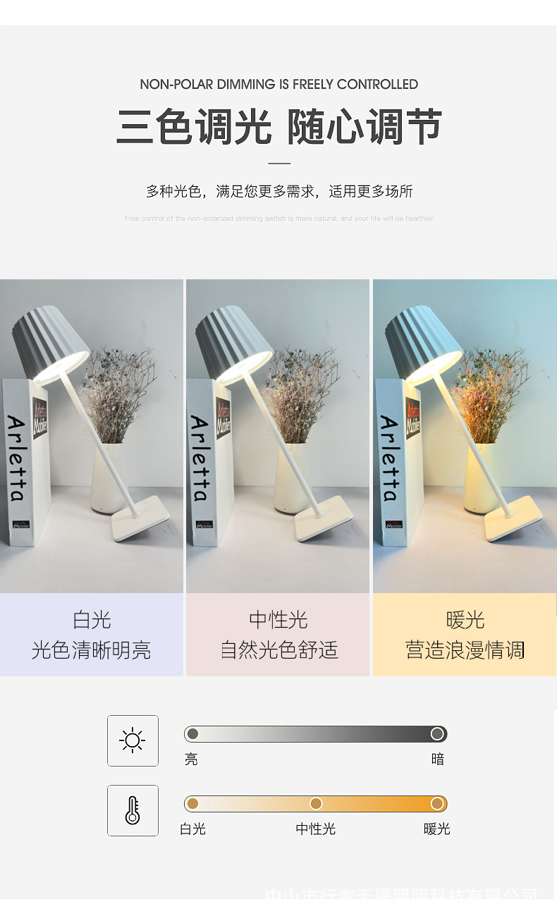 新款铁艺高脚台灯卧室床头触摸创意小夜灯现代简约客厅充电小台灯详情7