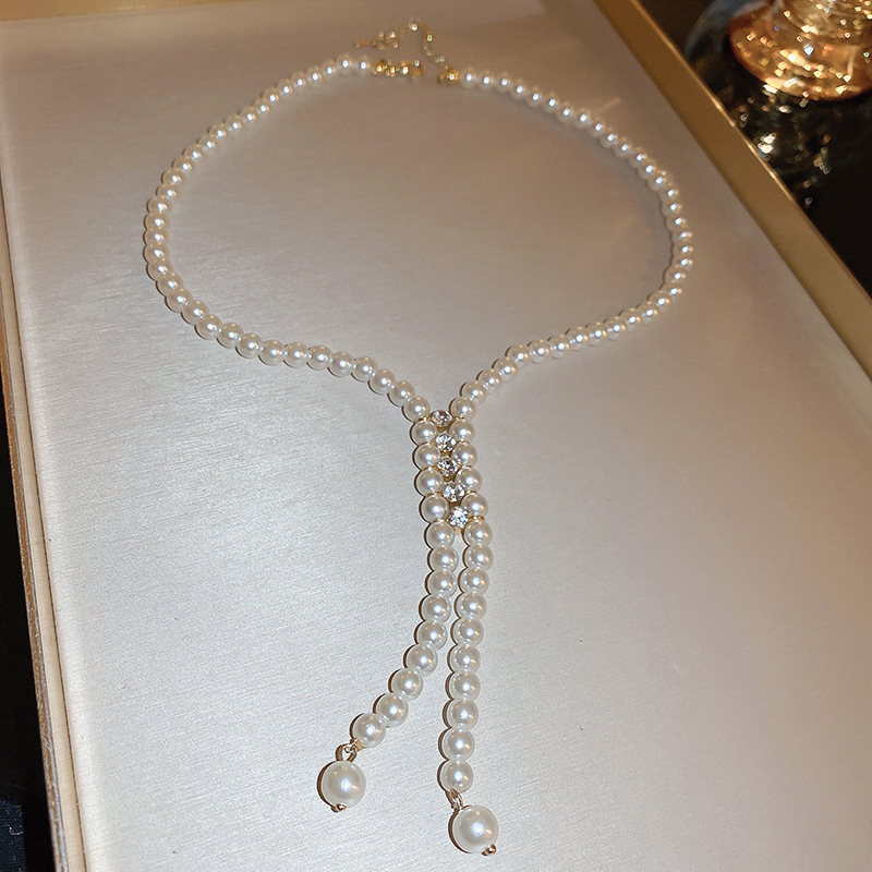 Irregular long pearl necklace, French light luxury style, sweater chain, niche simple and high-end necklace wholesale for women pic 56