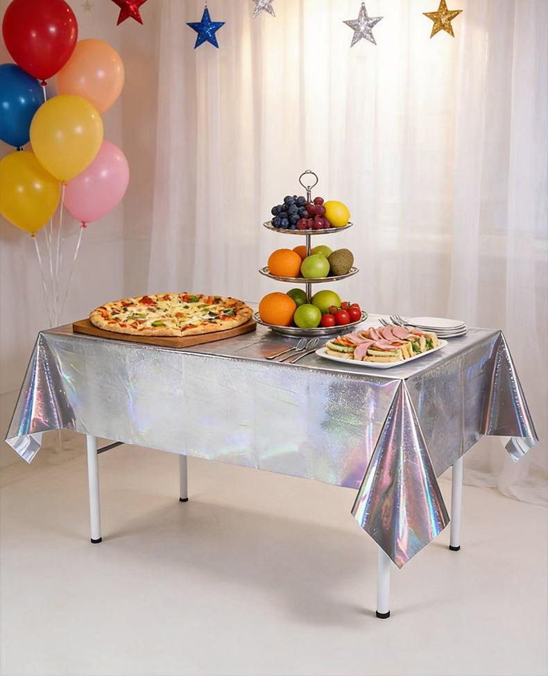 Transfronterizo desechable color fantasma cortina de cristal cortina decorativa de cumpleaños paño de mesa de plástico impermeable cortina de mesa de arreglo de vacaciones pic 1