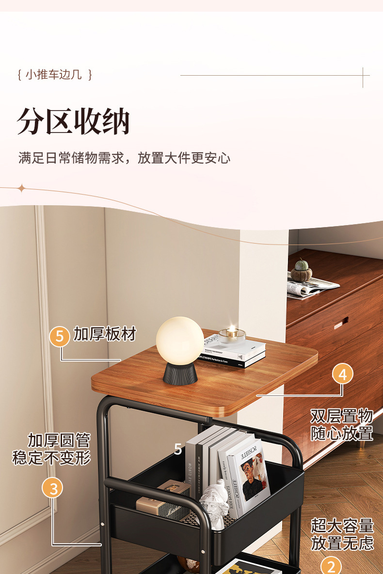 Chinese-style storage rack, movable trolley, book storage rack, home multi-layer schoolbag roller cabinet pic 13