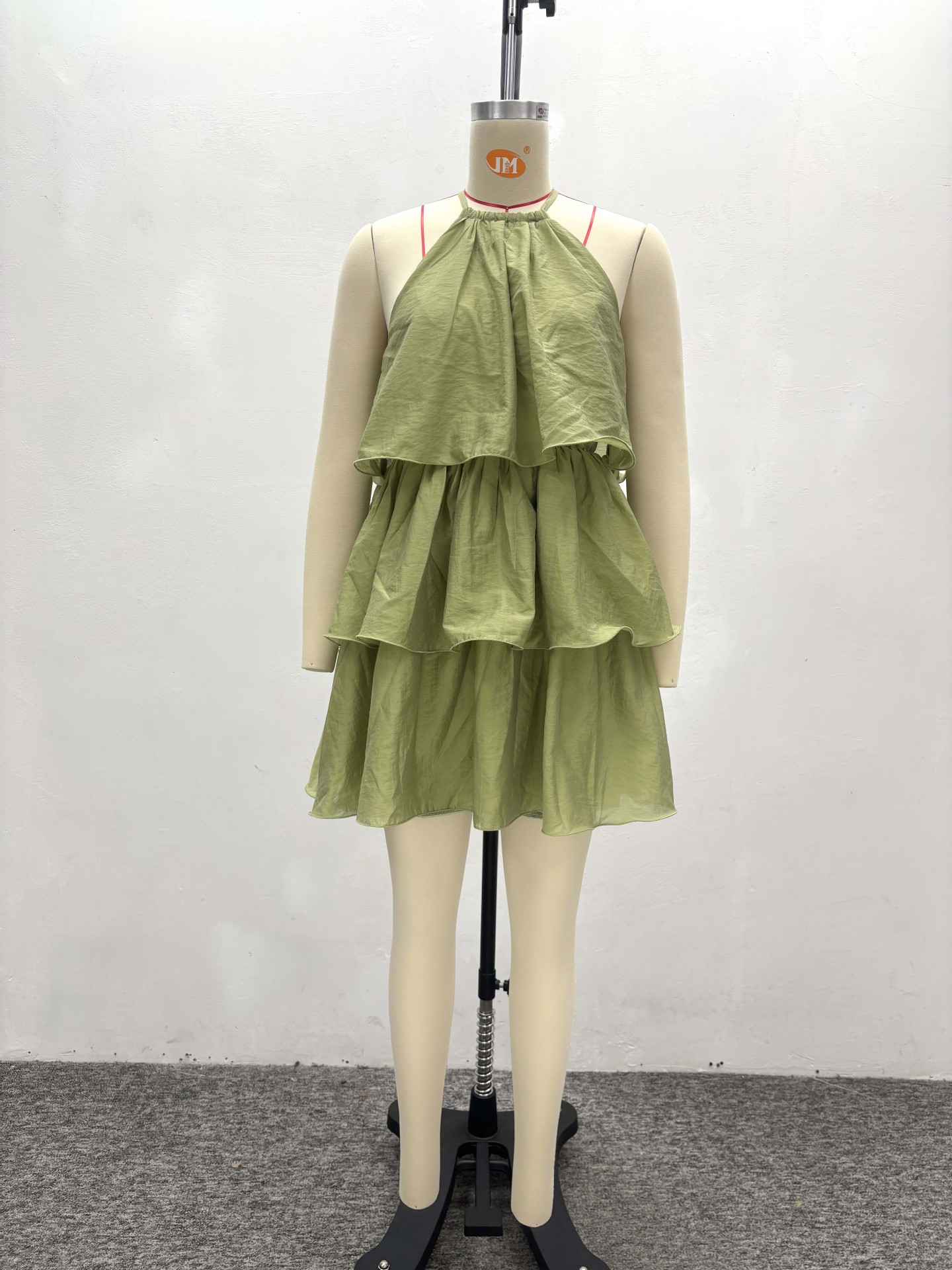 非洲气质甜美挂脖性感无袖连衣裙女欧美纯色女装蛋糕裙短裙新款夏详情2
