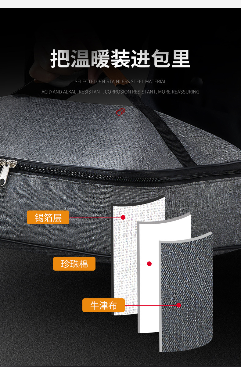 Food-grade oversized lunch box, microwave-safe 316 stainless steel lunch box for work, student insulated and sealed box pic 17