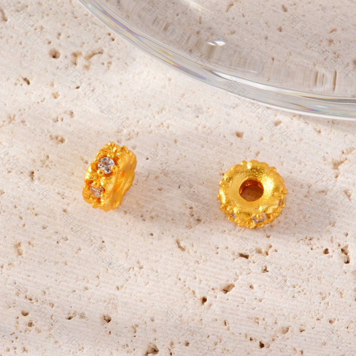 New ancient-style sand gold high color retention set with zirconium ring beads, high-end Chinese-style bracelet and necklace DIY accessory pic 7