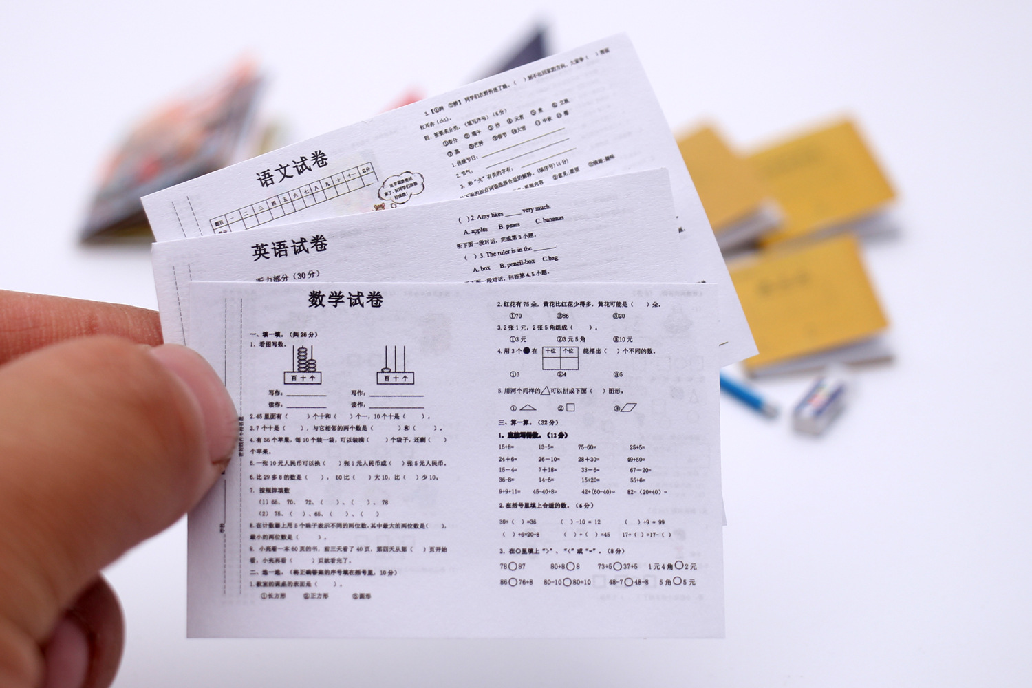 微缩迷你仿真试卷考卷 Dollhouse娃娃屋 教室生活场景袖珍diy摆件详情2