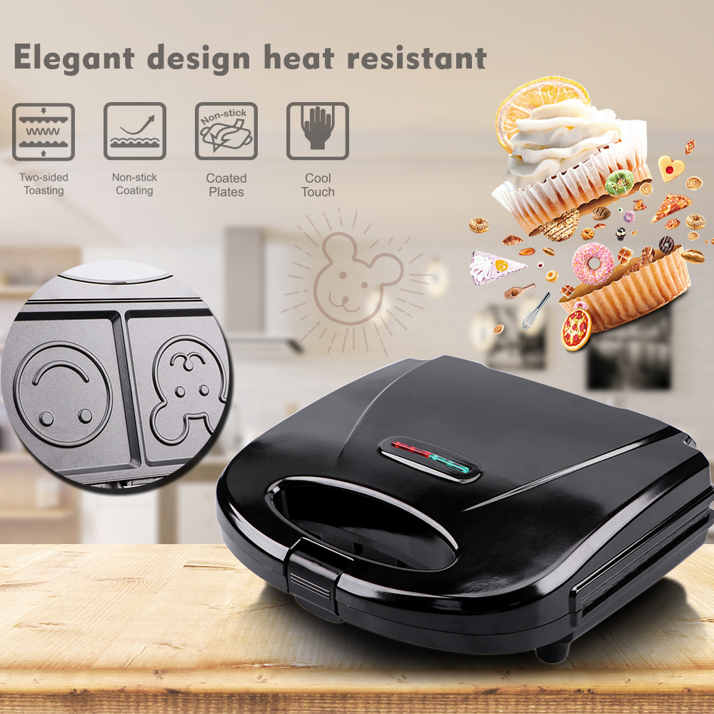 跨境110V家用电器 笑脸三明治机 迷你家用早餐机 多功能面包机详情1