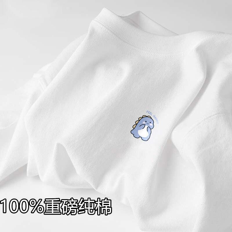 新疆纯棉短袖t恤男女同款清新简约白色打底衫ins夏季宽松半袖体恤详情16