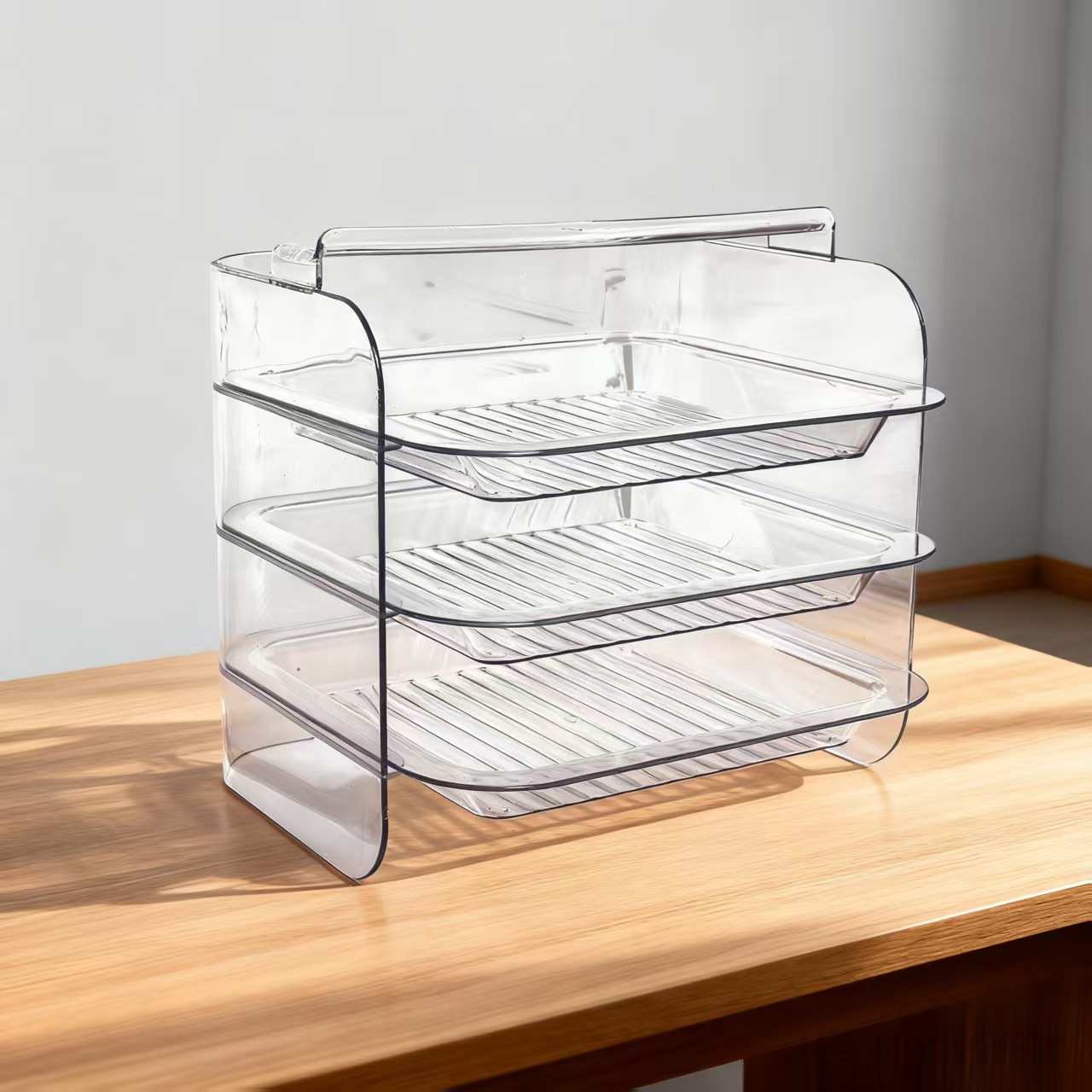 Household transparent kitchen preparation plates, multi-layer hot pot plates, household plastic trays, dinner plates, stacked tabletop preparation plates pic 1