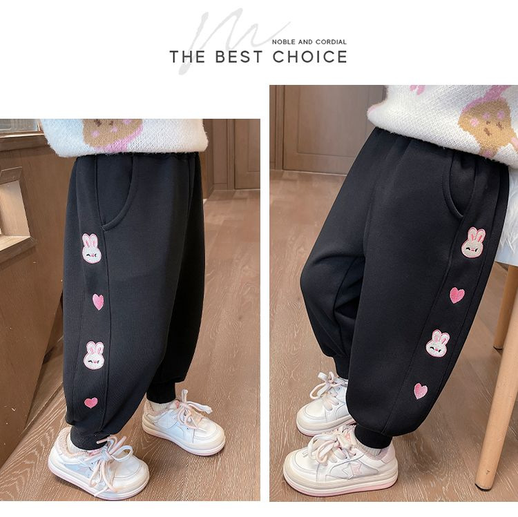 女童加绒裤子秋冬季2023新款运动裤中小童加厚休闲裤冬款儿童卫裤详情26