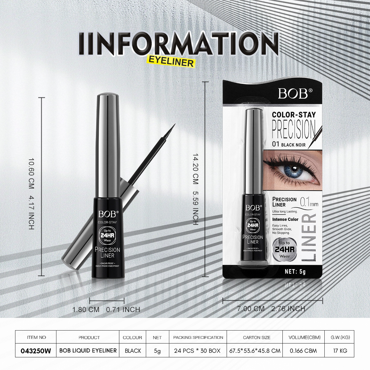 Cross-border bob quick-drying eyeliner liquid is smooth and easy to apply pic 5