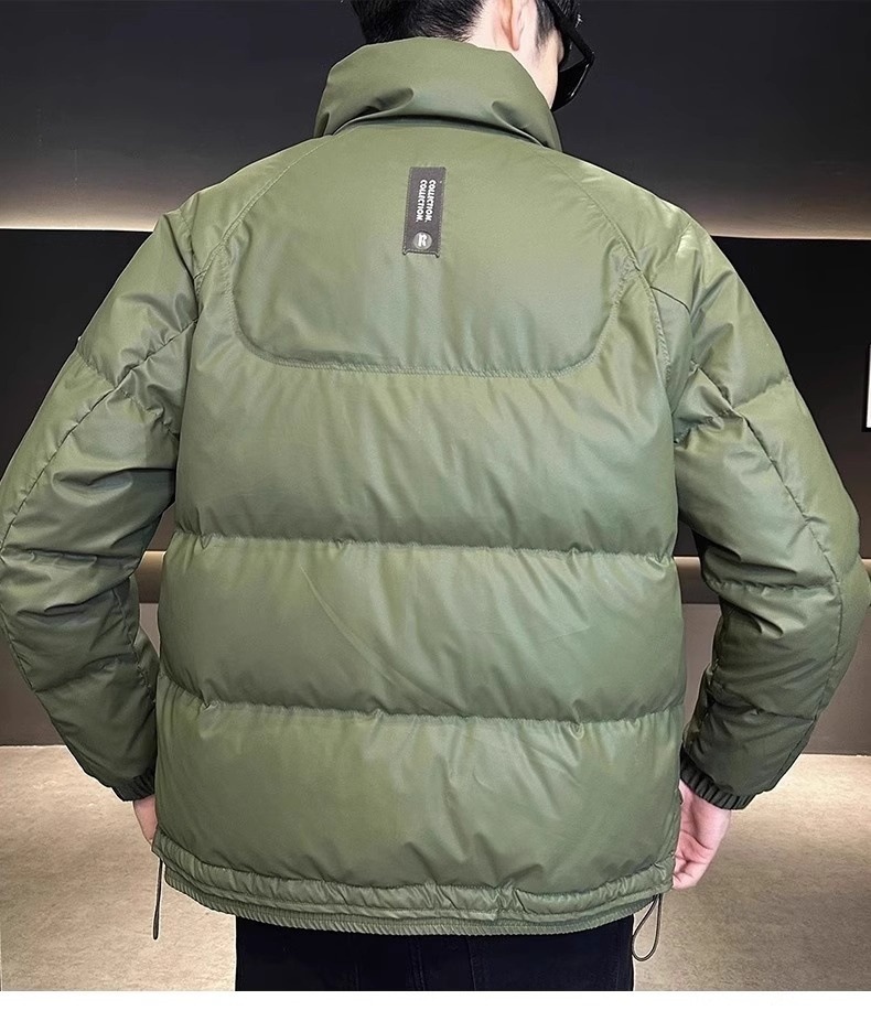 Xingmeng high-end down jacket for men, short stand-up collar pu leather top for winter, warm white duck down jacket for men pic 19