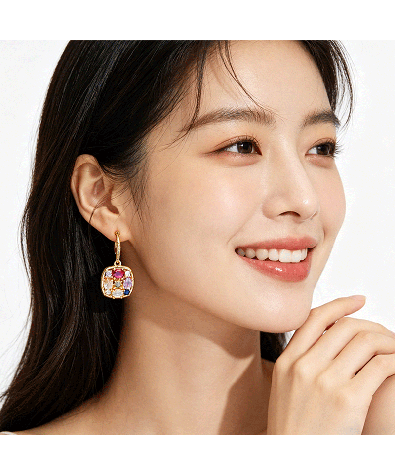 Colorful sugar cube earrings, a new bestseller in 2026, exude a sense of high-end luxury. Unique and beautiful stud earrings. Female dopamine pic 9