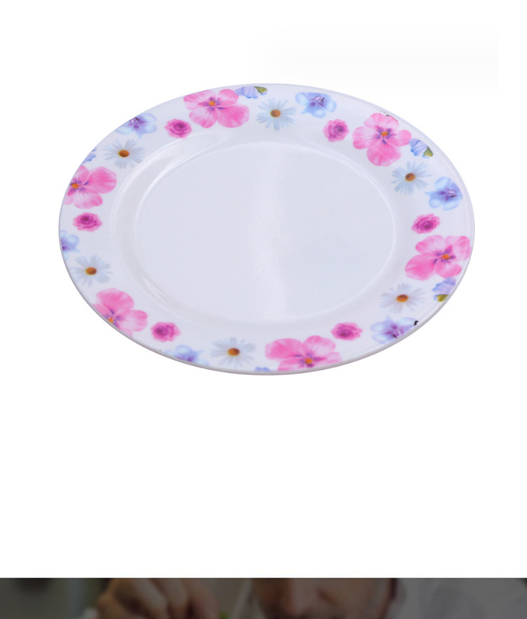 密胺材质多色花样碗 碟 盘餐具用品批发 时尚简约餐具盘8 9寸详情7