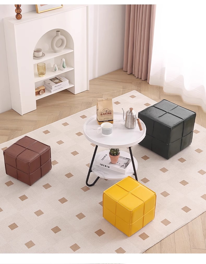 Creative square stools for the entrance and foyer of the source factory, shoe-putting stools, shoe-changing stools, low stools, sofa and footrest stools pic 20