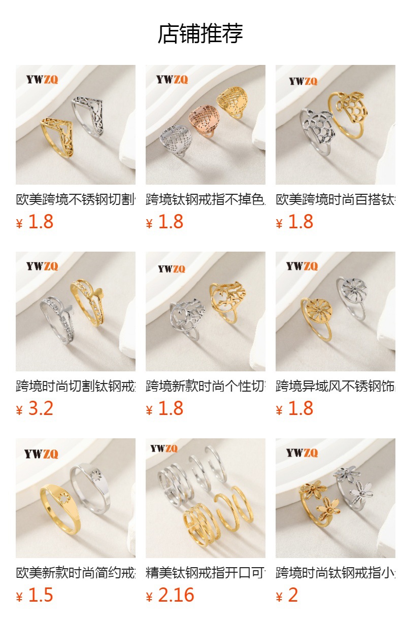 欧美跨境热卖钛钢戒指简约太阳花情侣戒指指环不锈钢饰品厂家批发详情2