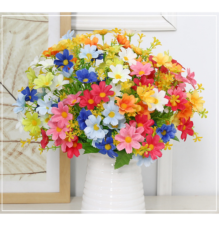 仿真花小雏菊跳兰菊人造假花28头园林家居装饰绢花户外工程小野菊详情6