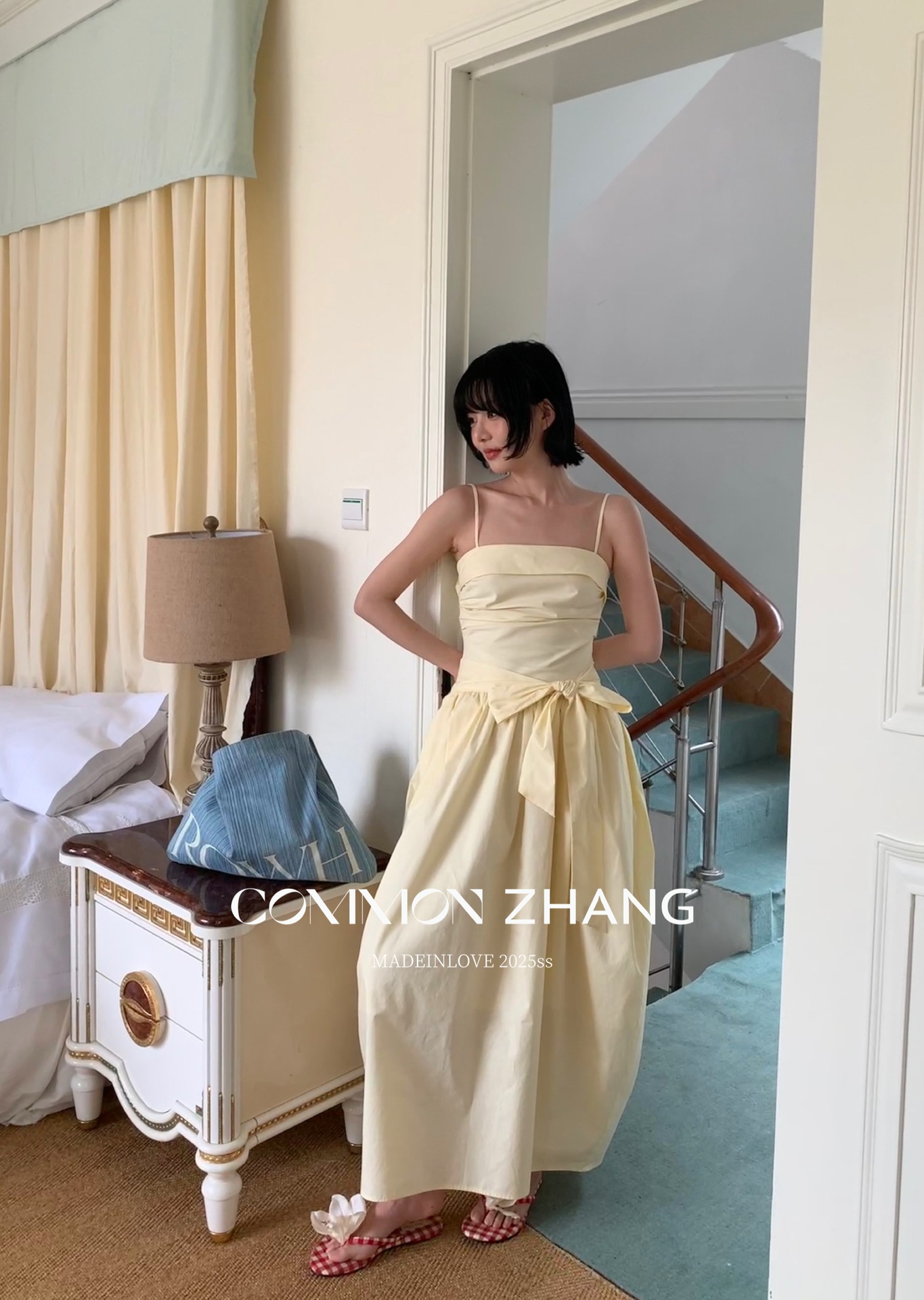 CZ ZHANG Summer Multi-color mint Mamba style lace-up waist-cinching and slimming halter flower bud dress for women B26925 pic 17