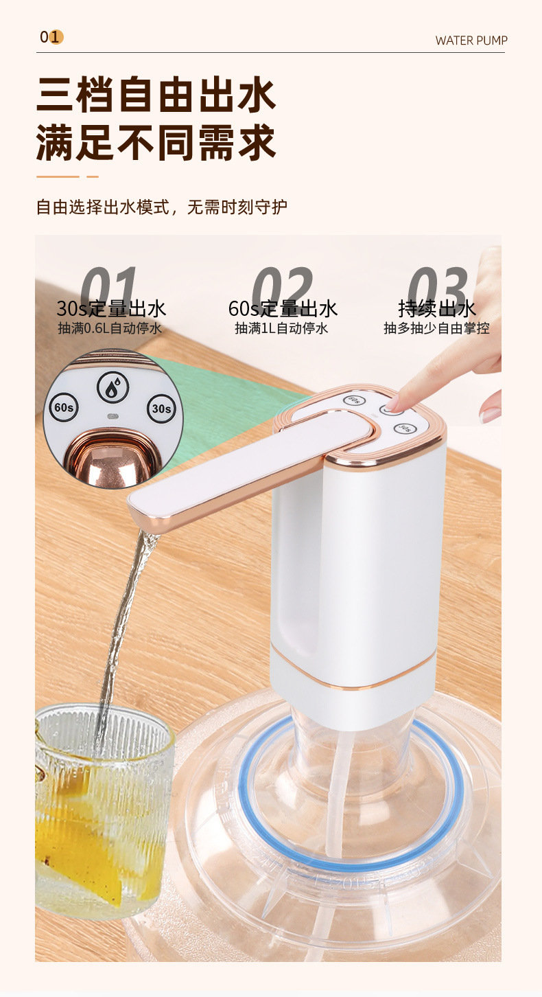跨境定量折叠抽水器桶装水电动抽水泵户外便携式饮水机家用抽水机详情5