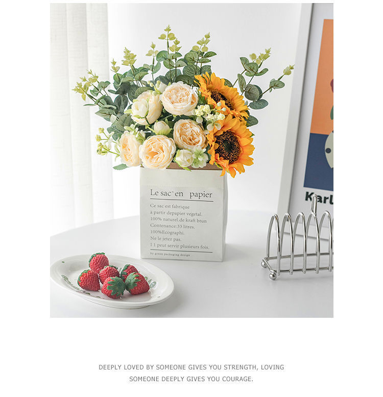 向日葵假花花摆设客厅餐桌面花艺装饰摆件卧室干花束绢花详情4