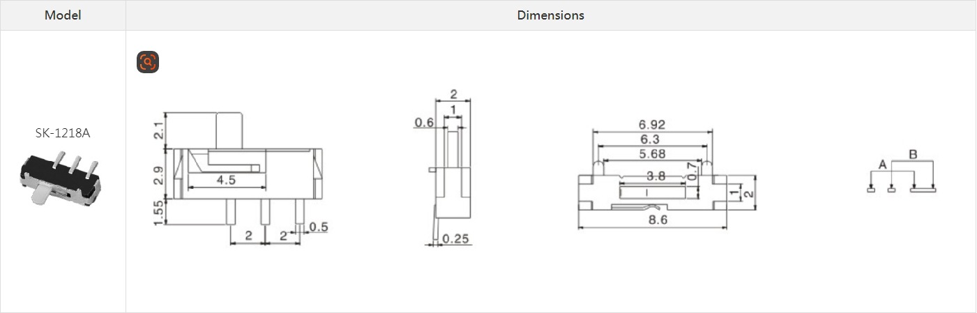 Factory direct sales and wholesale of high-temperature resistant three-foot toggle switches, 2-position surface mount fluctuation switches, and horizontal sliding switches in stock pic 1