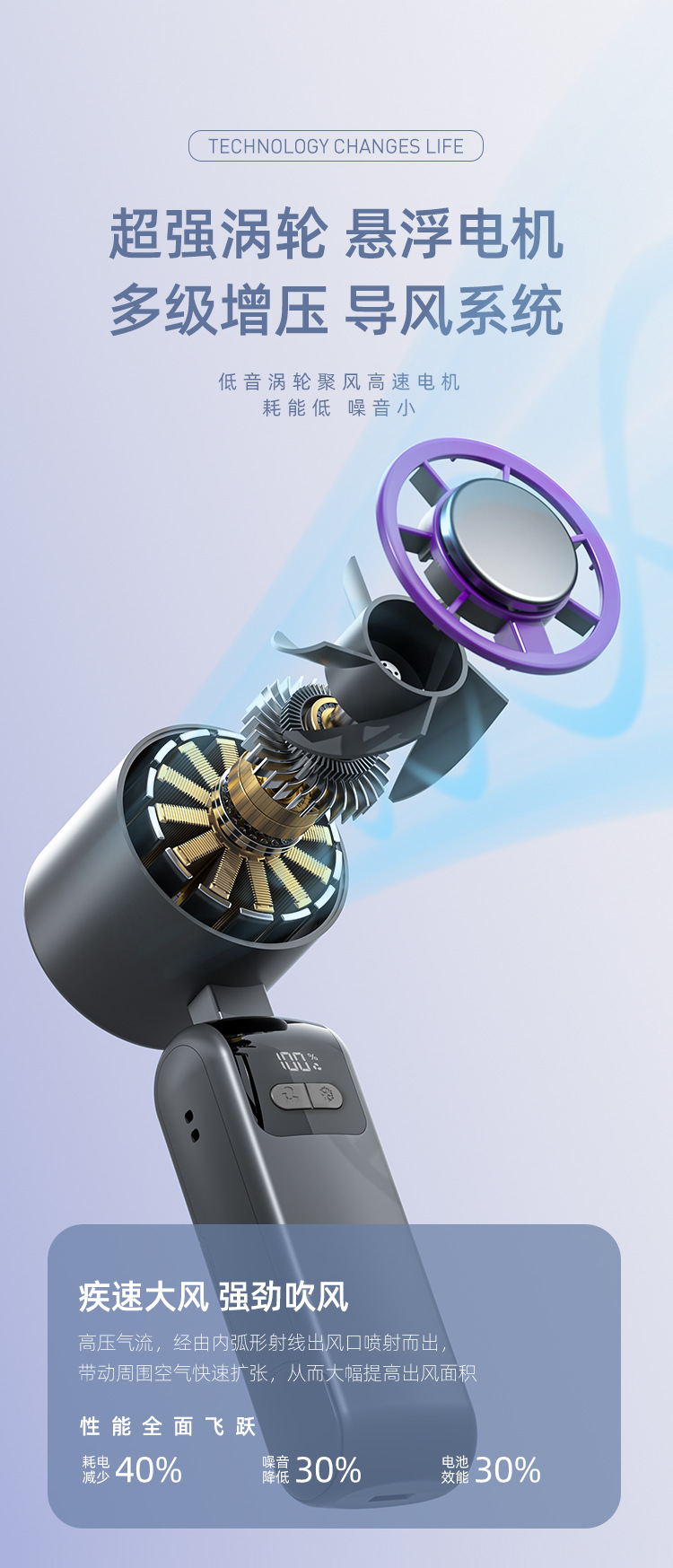 New handheld cooling fan 199-speed cooling folding portable turbine mini semiconductor ice pack small fan pic 8