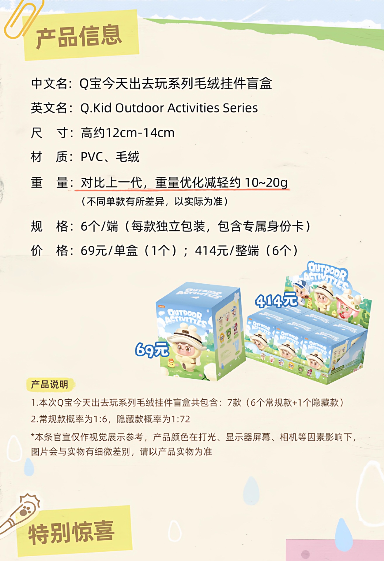 Q宝今天出去玩盲盒系列情绪毛绒公仔潮玩挂件礼物 仿真布艺玩偶可爱抱枕儿童玩具详情13