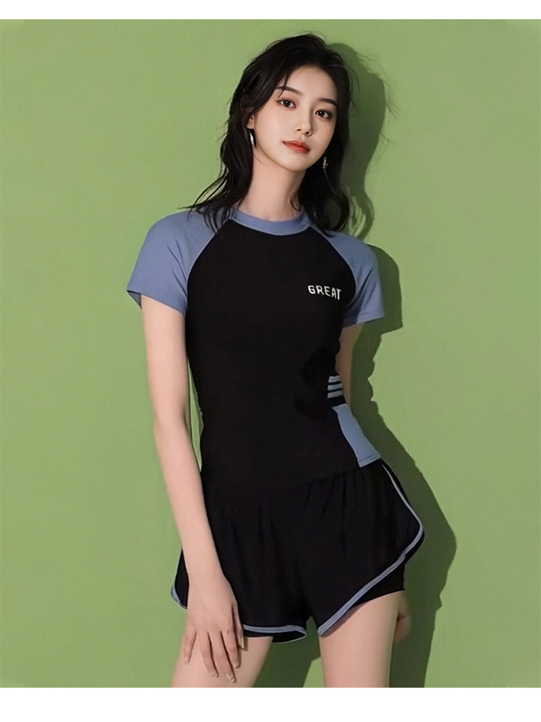 爆款泳衣女分体式保守运动平角防晒韩版显瘦遮肚泡温泉泳装工厂-121009详情4