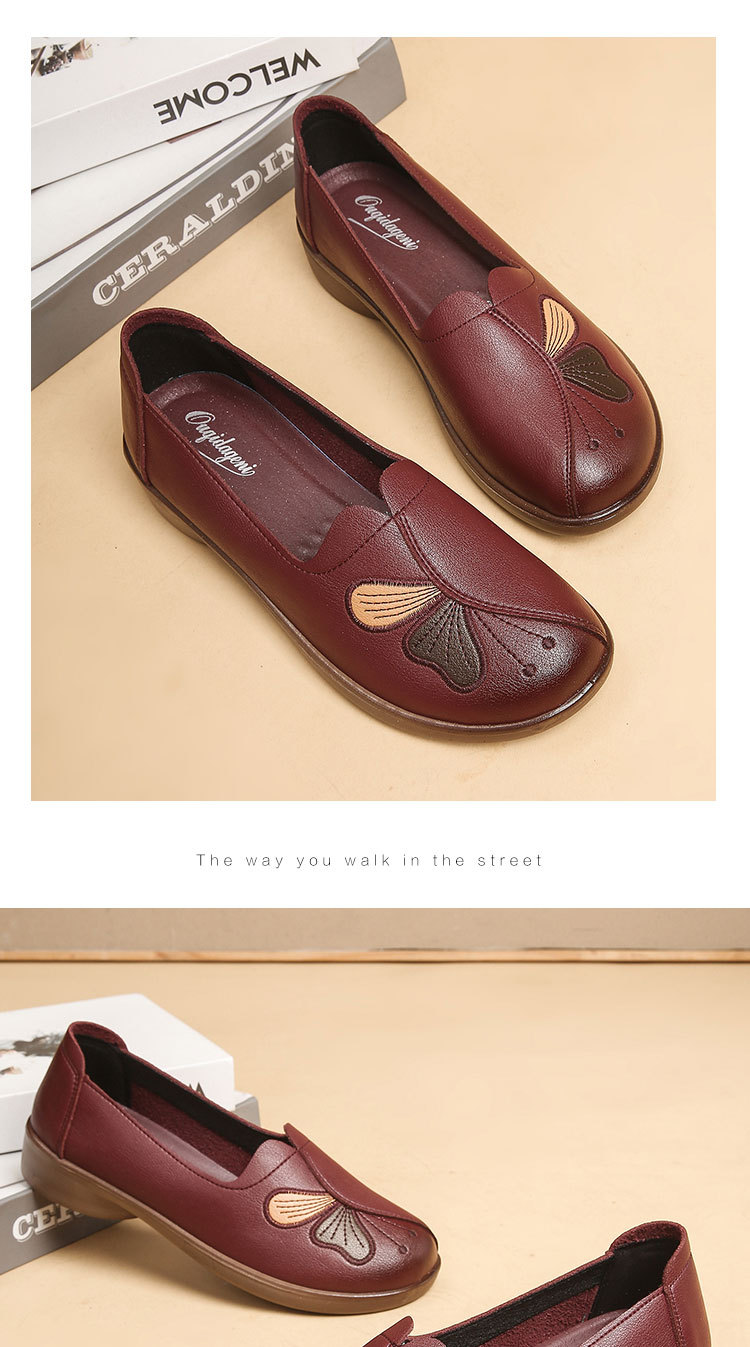 秋季新款妈妈鞋春秋款真皮中老年平底妈妈单鞋老人防滑软底皮鞋详情19