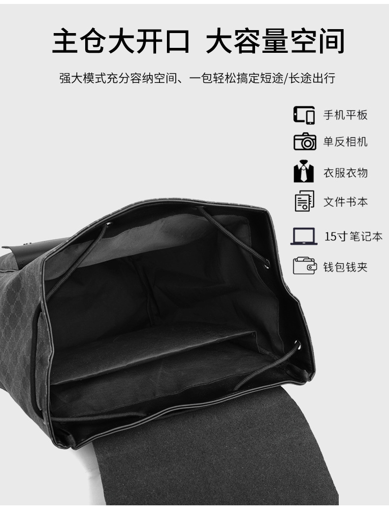 双肩包男士格子通勤休闲上班族背包大容量商务旅行出差工作电脑包详情5