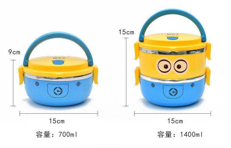 不锈钢卡通保温饭盒可爱带盖便携便当盒儿童学生成人分格多层餐盒详情7