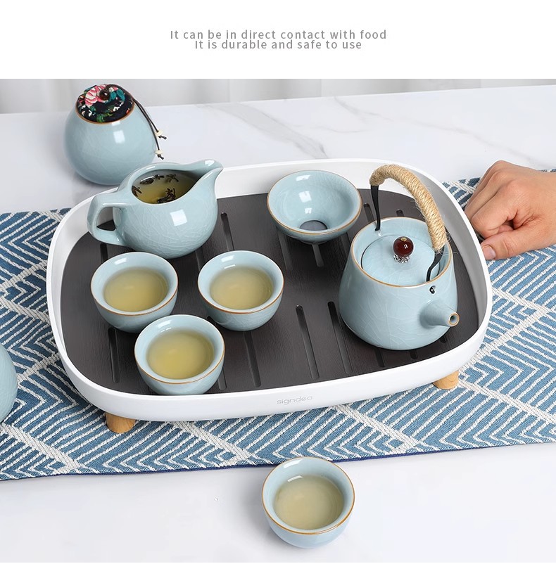 Japanese-style tea tray, home light luxury modern small water storage tea table, Gongfu tea set, simple dry brewing table, draining tray pic 11