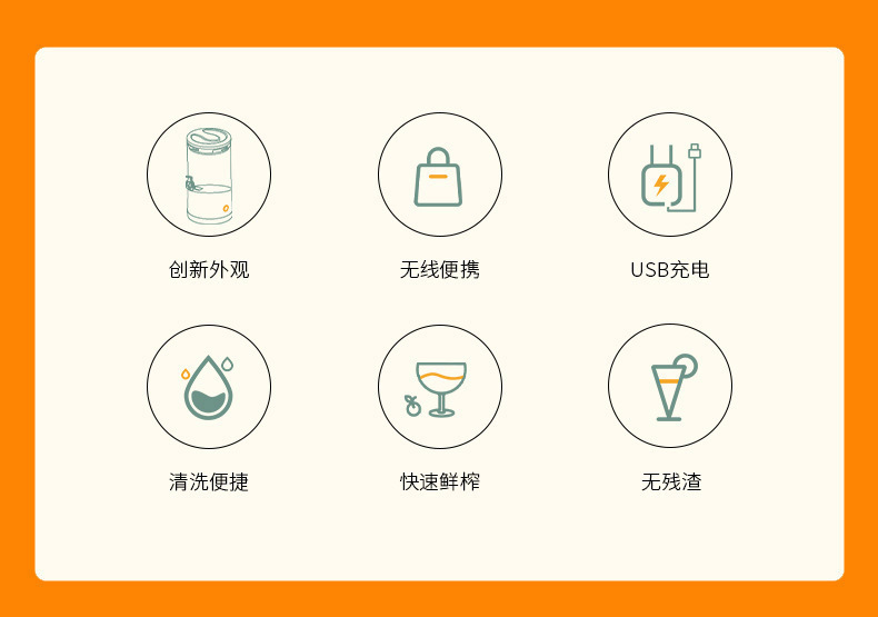 Fully automatic juicer, household original juicer, fruit fresh orange portable juicer, rotating portable blender cup pic 2