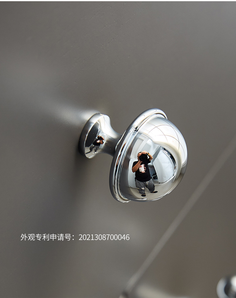 黄铜法式银色镀铬衣柜门拉手现代奶油风轻奢圆球单孔橱柜抽屉把手详情16