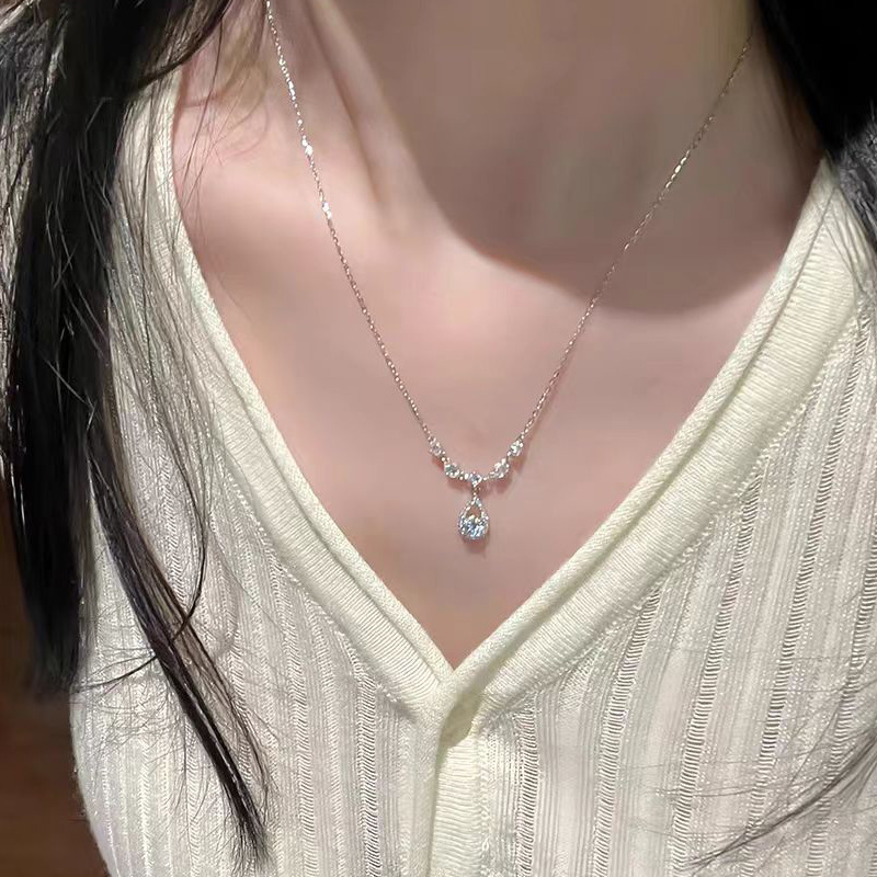 新品甜美人鱼之泪s925纯银项链轻奢小众高级水滴吊坠生日礼物女生详情7