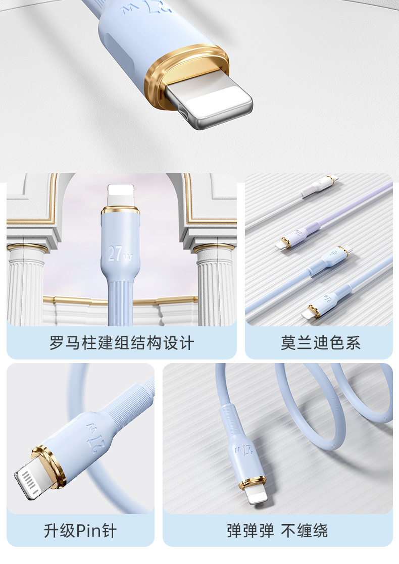 适用苹果27w快充PD闪充14数据线iphone13充电线x xs车载12 11 xr详情2