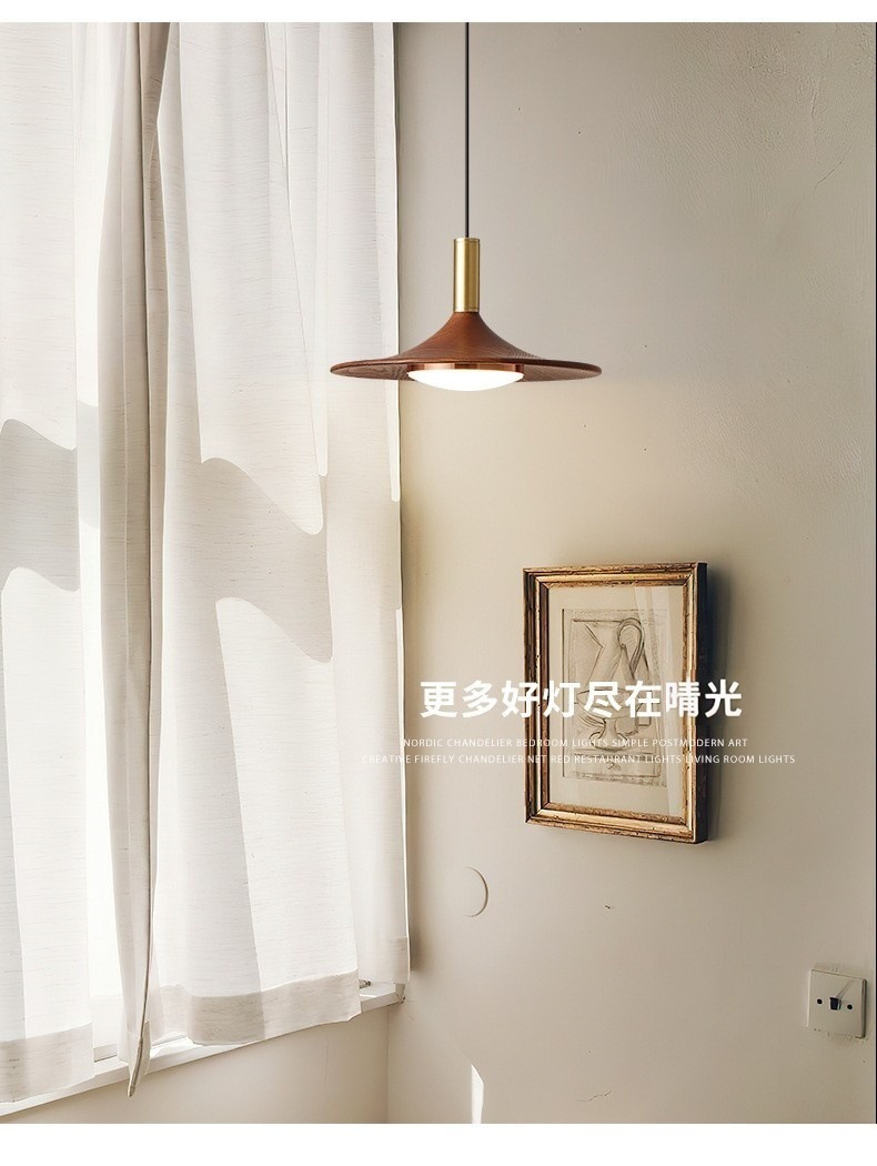 Retro new Chinese-style led lamps with a grand and high-end feel, walnut-colored solid wood pendant lamps, French and Chinese-style dining room lamps pic 13