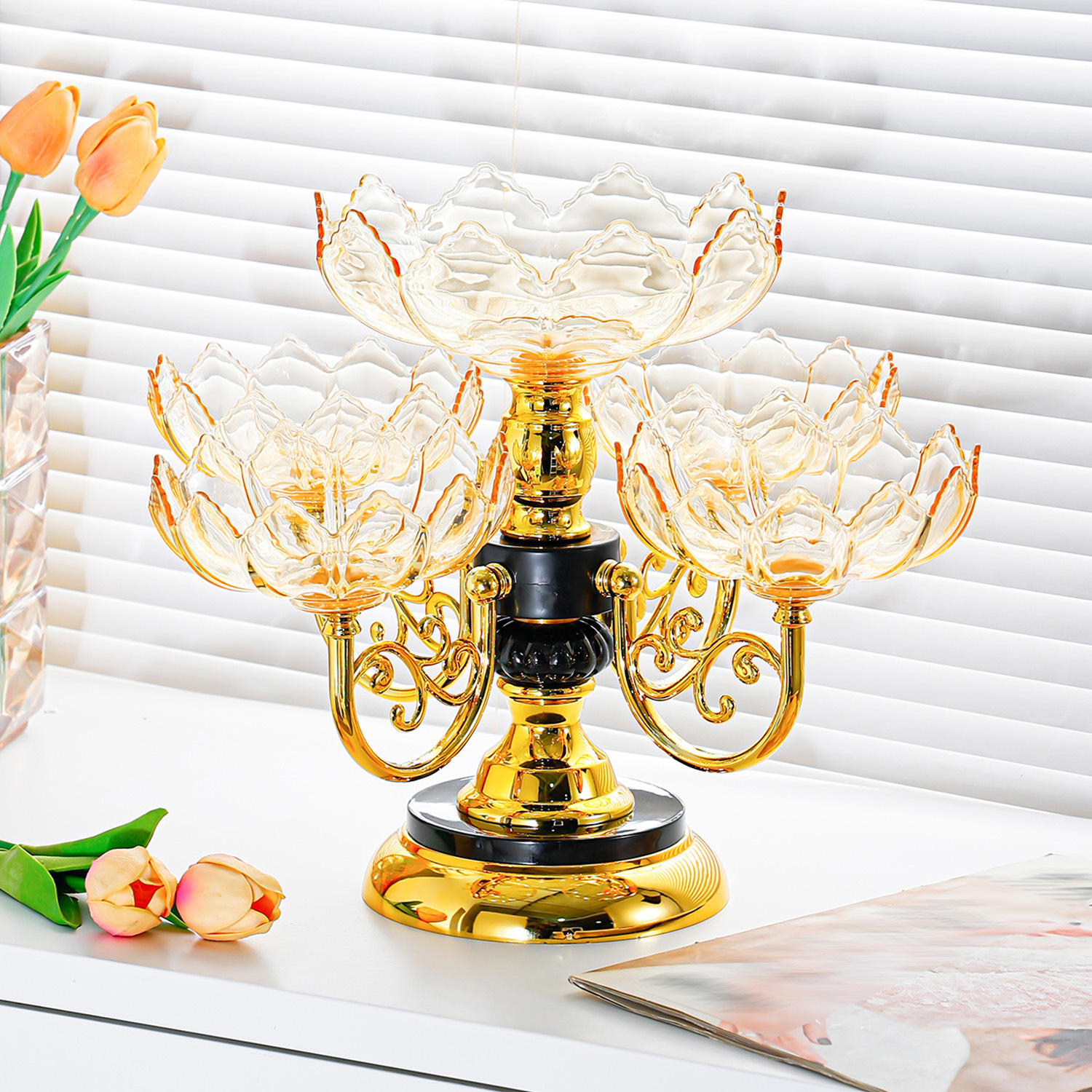 高颜值欧式网红水果盘家用客厅茶几现代创意多层轻奢风零食糖果盘详情9