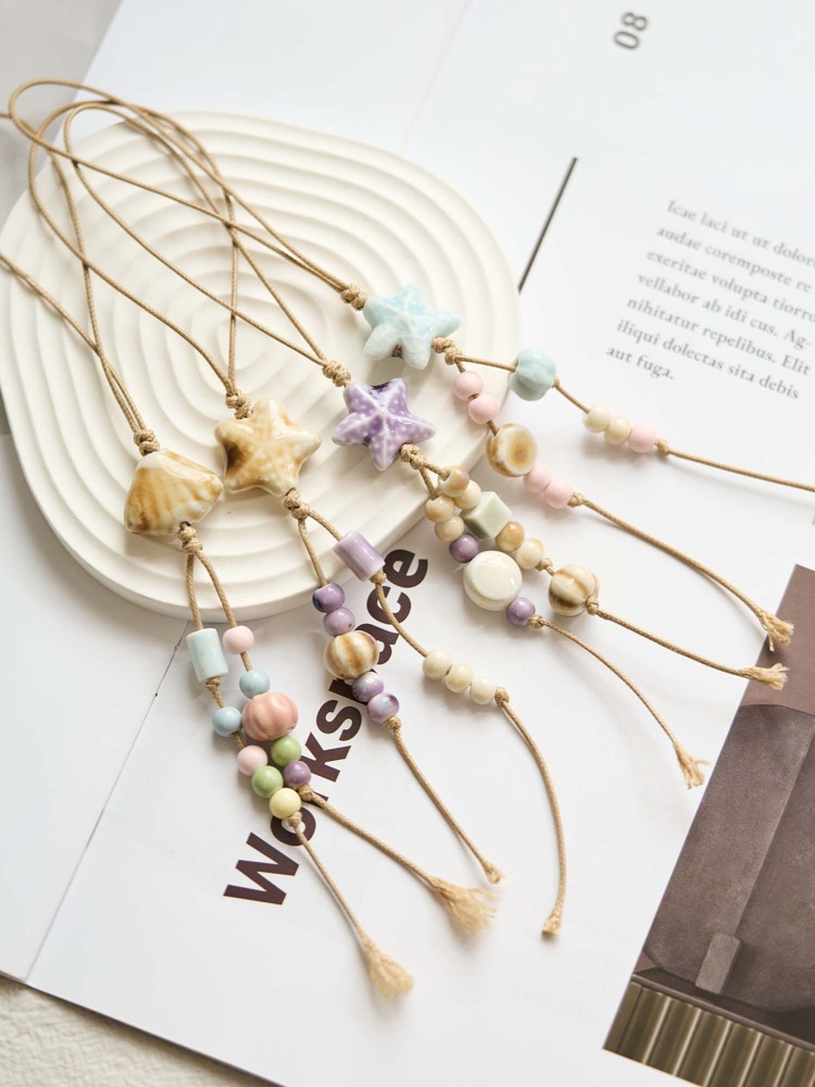 不掉色热销手机链挂件小物品陶瓷原创手机链串珠混款串珠手机链详情1